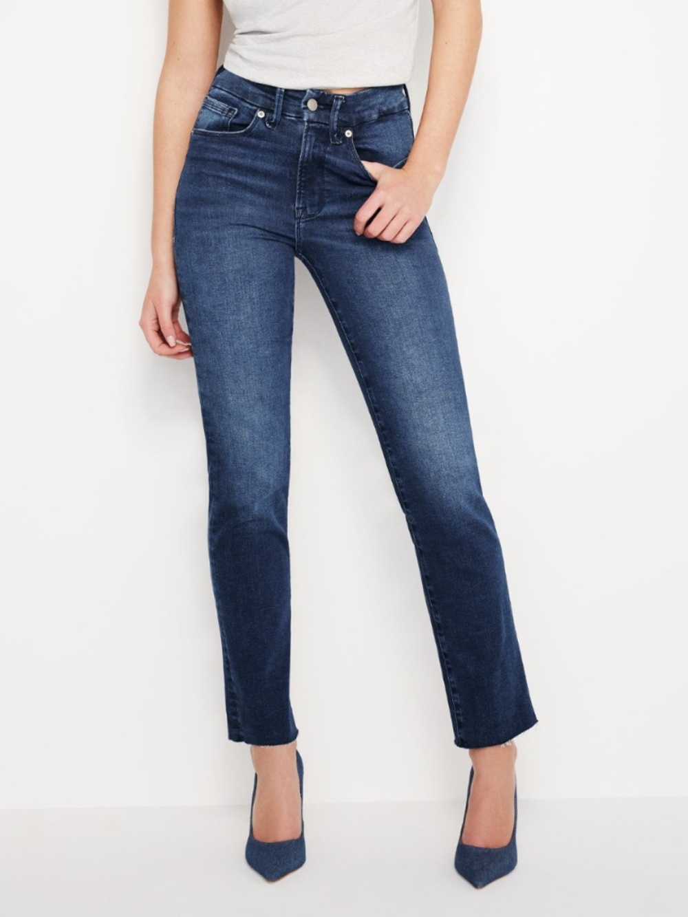 Good American Always Fits Good Classic Slim Straight Jeans Size 6 - 12